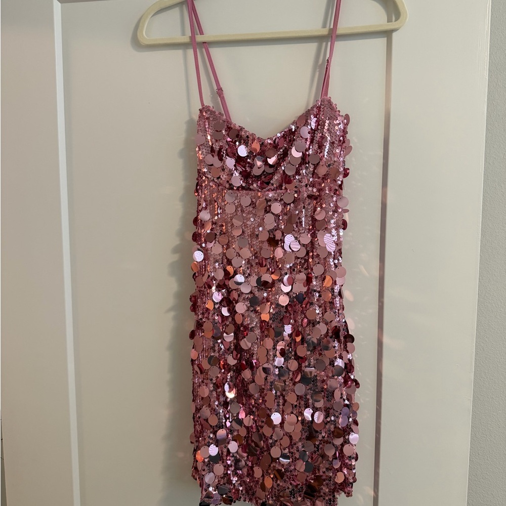 Showpo Pink Sequin Mini Dress